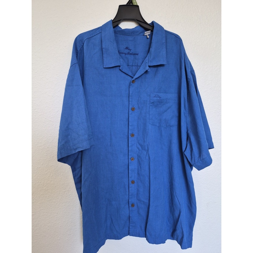 Mens‎ Tommy Bahama Silk Camp Shirt 2XL solid